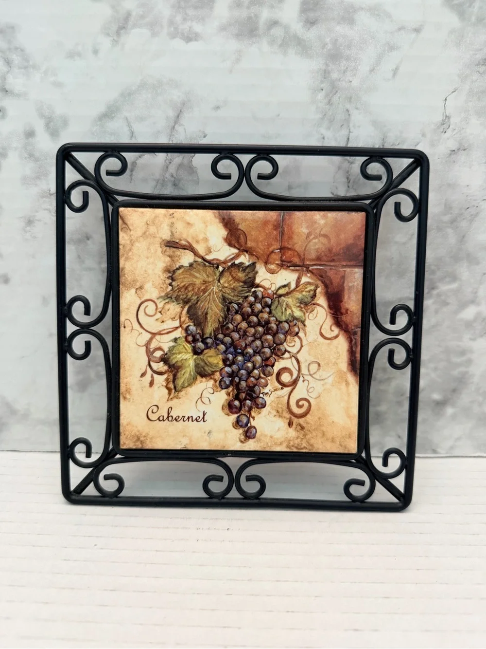 Wall Art Trivet Black Iron Border Ceramic Tile
